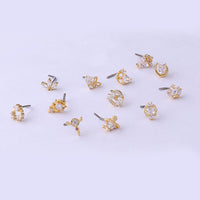 Titanium Screw Rod Love Crown Zircon Nose Nail