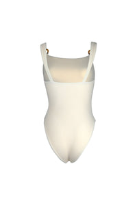 Solid Color Swimsuit Slim Ring Connection Cutout