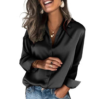 Women's Satin Shirt Long-Sleeve Casual Top