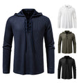Drawstring Design Men's Hooded Long Sleeve T-shirt