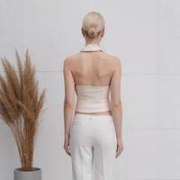 Womens Halter-Neck Sexy Lace-Up Side-Wrap Sleeveless Shirt Top