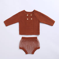 Children's Cotton Knitting Lantern Shorts Cardigan Two-piece Suit