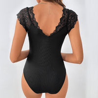 Lace Stitching Large V-neck Jumpsuit Slim Top