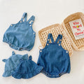 Boys And Girls Jeans Shoulder Strap Romper