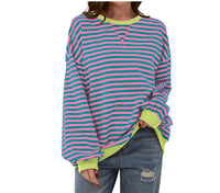 Women's Loose-fitting Casual Striped Hoodie