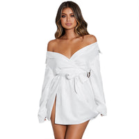Womens Casual Slim-fit Short Shirt Dress