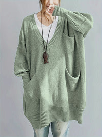 Loose-fitting V-neck Long Sleeves Outerwear Sweater