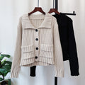 Autumn Winter Retro Lapel Loose High-grade Sweater Coat For Women