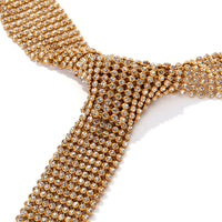 Rhinestone Hollow Mesh Surface Tie Pendant Necklace