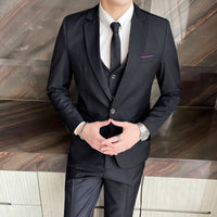 Mens Casual British-Style Slim-Fit Suit Set