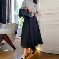 High-waisted Pleated Midi A-line Maxi Skirt