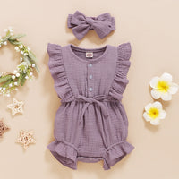 INS Baby Spring And Autumn Models New European And American Sleeveless Solid Color Personality Baby Girl Romper Romper