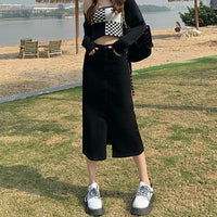 Female Casual Mid Length High Waist Slimming A-line Skirt