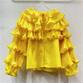 Korean Style Light Luxury Socialite Bubble Sleeve Ruffled Loose Chic Design Adult Lady Like Woman Temperament Top