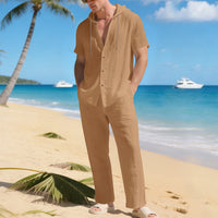 Men's Summer Loose Casual Hooded Short-Sleeve Shirt Set