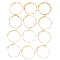 European And American Style Exquisite Beaded Chain Simple Fashionable 12-Piece Bracelet Set For Women