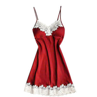 Large Size Sexy Suspender Dress Satin Lace Stitching Nightdress