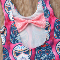 Girls Bikini Cartoon Skull Pattern Swimsuit