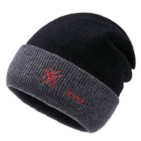 Trendy Men's Autumn And Winter Spotless Dome Fashion Embroidered Letters Warm Knitted Hat