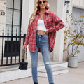 Casual Fashion Loose Plaid Pocket Shirt For Women
