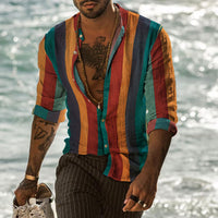 New Men's Lapel Casual Youth Printed Top