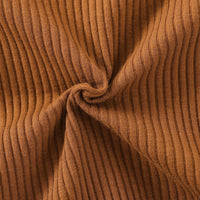 Girls' Cotton Sunken Stripe Micro Turtleneck Long Sleeve Pleated Skirt Suit