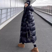 New Black Gold Men And Women Couple Hooded Thickened Jacket