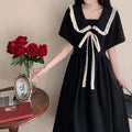 Youthful Preppy-Style Dress With A Peter Pan Collar