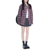 Retro Classic Red And Blue Plaid Long-sleeve Shirt