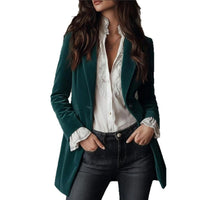 Womens Velvet Blazer With Long Sleeves For A Refined Look
