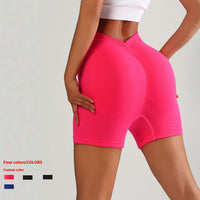Back Waist Deep V Neck Tight Women's Sports Hip Yoga Shorts