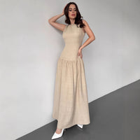 Elegant Womens Vintage Linen Sleeveless Maxi Dress