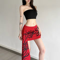 New Womens High-waisted Figure-flattering Asymmetrical Skirt With A Trendy Print