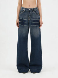 Washed Gradient Casual Straight Leg Womens Jeans