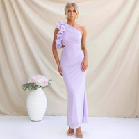 Fashionable Mesh Slim Fit Off Shoulder Mid Length Dress