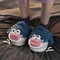 Puffer Cotton Cartoon Indoor Warm Thick Bottom Couple Home Shit Feeling Velvet Slippers