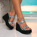 Women's Thick-soled High-rise Casual Plaid Comfortable Sandals