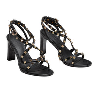 Sexy European And American Fashion Rivet Black Buckle Women's Shoes