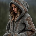 Womens Warm Hooded Zip-Up Cardigan Sweater