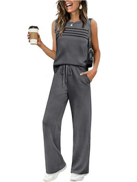 Womens Pleated Vest Top Two-Piece Set