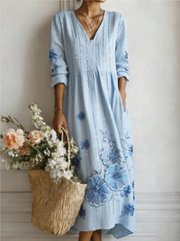 Women's Loose-fitting Fashion V-neck Printed Dress