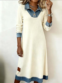 Womens Casual Distinctive Denim Patchwork Dress