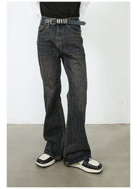 American Retro Slightly Flared Pu Handsome Jeans
