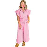 Women's Fashionable Trendy Ruffle Sleeve Two-Piece Set For Women
