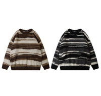 Retro Hip Hop Black And White Striped Sweater For Women