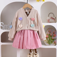 Long Sleeve Coat Solid Color Pleated Skirt Two-piece Set