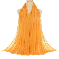Pleated Viscose Yarn Monochrome Scarf Natural Wrinkled Cotton And Linen Burrs