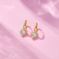 925 Sterling Silver Gold-Plated 1-Carat Heart Earrings