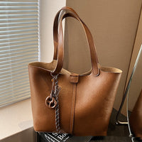Large Capacity Casual Underarm Shoulder Bag Retro Textured Tote Bag