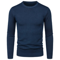 Men's Round Neck Sweater Solid Color Simple Free Size Long Sleeve Sweater